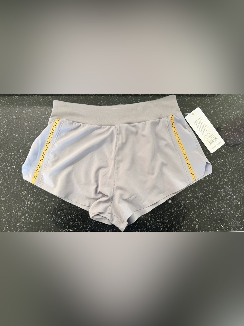 RHONE Grey-Silver Breakaway Shorts with Gold Trim